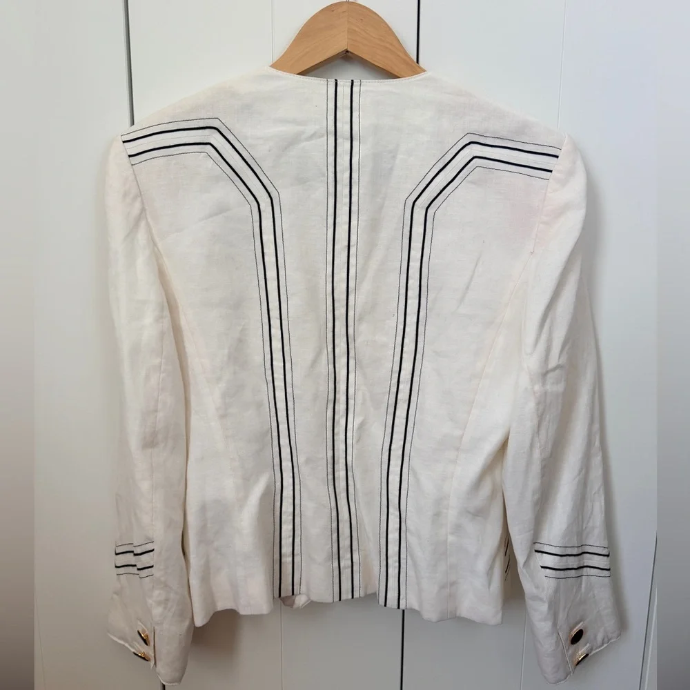 Louis Feraud Vintage 100% Linen Jacket - Picture 5 of 7